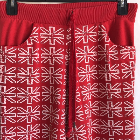 Union Jack flag pattern drawstring lounge capris - Picture 3 of 7
